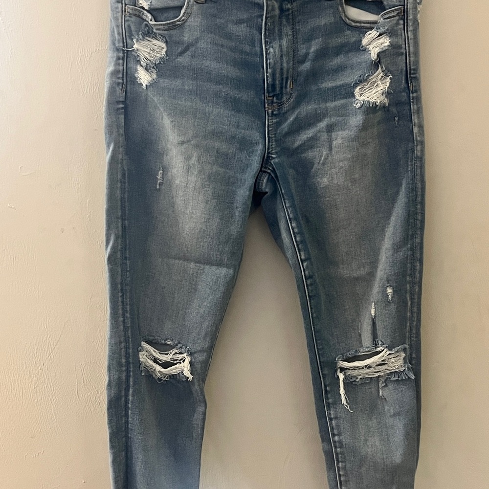 American Eagle Outfitters Ripped Blue Skinny Jeans